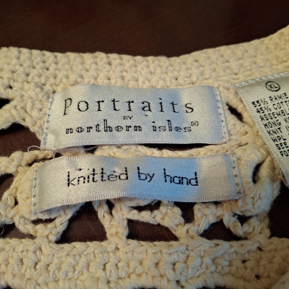 Portraits by Northern Isle Hand Knit Button-up Yellow Sweater Top Women Size XL - Picture 12 of 16